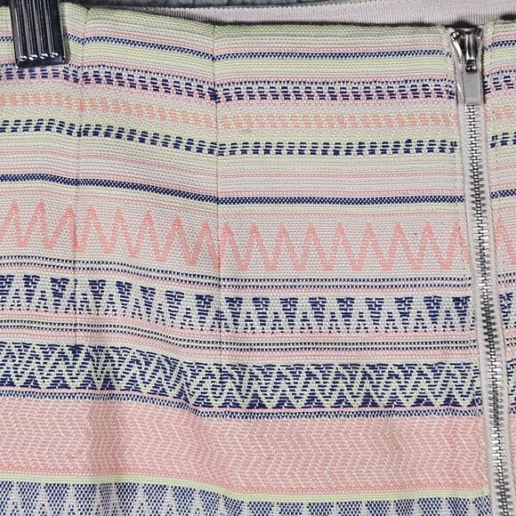 Tribal Southwest Textured Mini Skirt Zip Multicolor Stripes Cotton Fabric NWT - Picture 5 of 15